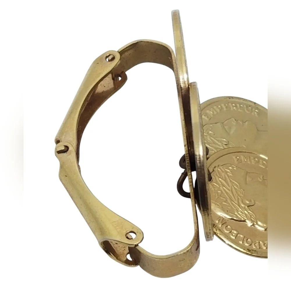 SARAH COVENTRY 1970s GOLDTONE NAPOLEON COIN DESIGN SCARF CLIP - Picture 4 of 5